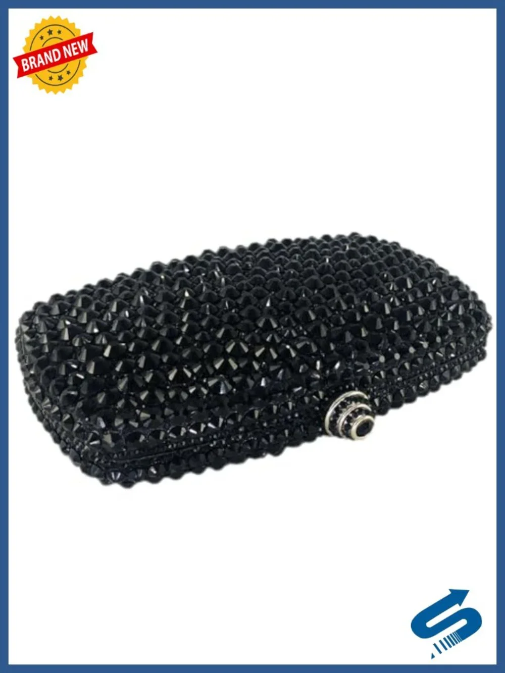 Crystal Rhinestone Clutch Evening Bag with Chain Straps